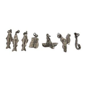 Nautical Fishing Charms And Beads For Bracelet Silvertone